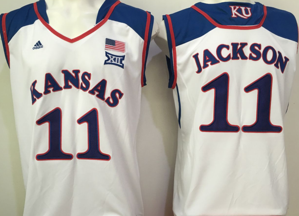 NCAA Men Kansas Jayhawks White #11 jackson